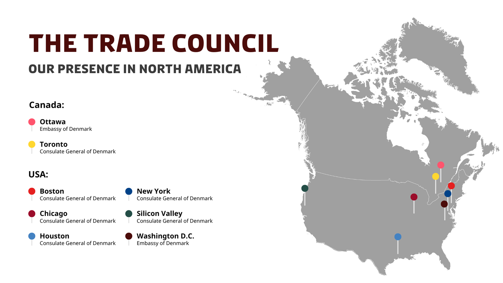 map over North America, Canada, USA 