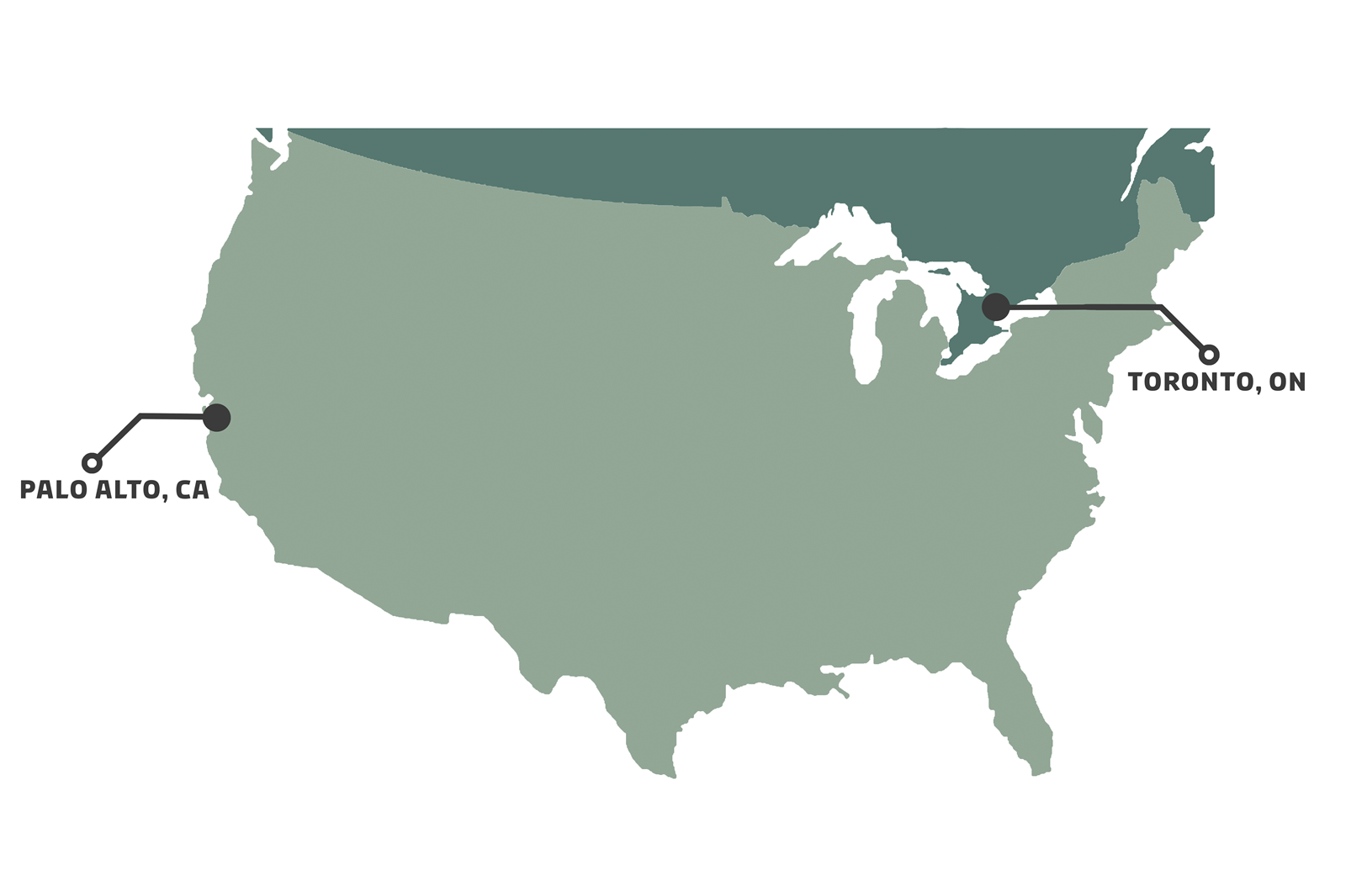 Map of North American presence